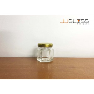 30 ML. Glass Bottle Cover Gold - Transparent Glass Bottles,Cover Gold,30 ml. 